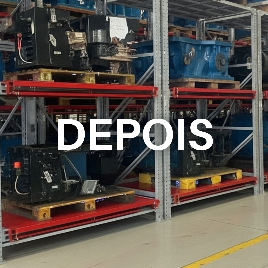 Comparativo de organização antes e depois do porta-moldes.