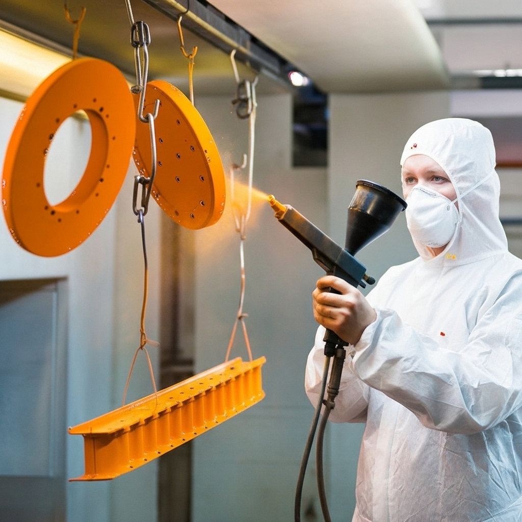 Área de pintura e acabamento de peças na Estrumeca.