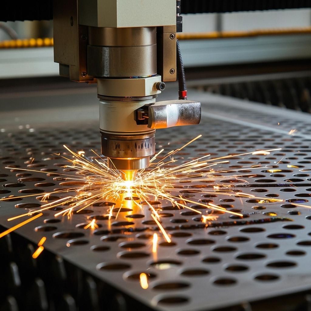 Máquina de corte CNC em operação.